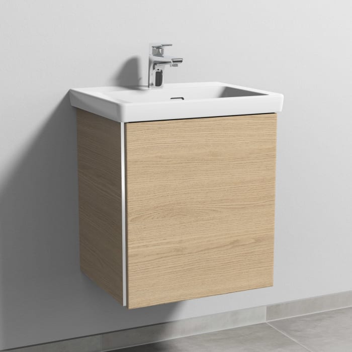 Sanipa 3way Waschtischunterbau für Keramik-Waschtisch Subway 3.0 50 cm, 1 Tür, Anschlag rechts, mit Griffleiste