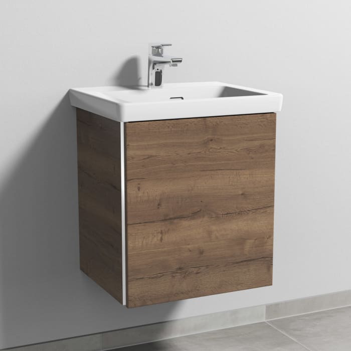 Sanipa 3way Waschtischunterbau für Keramik-Waschtisch Subway 3.0 50 cm, 1 Tür, Anschlag rechts, mit Griffleiste