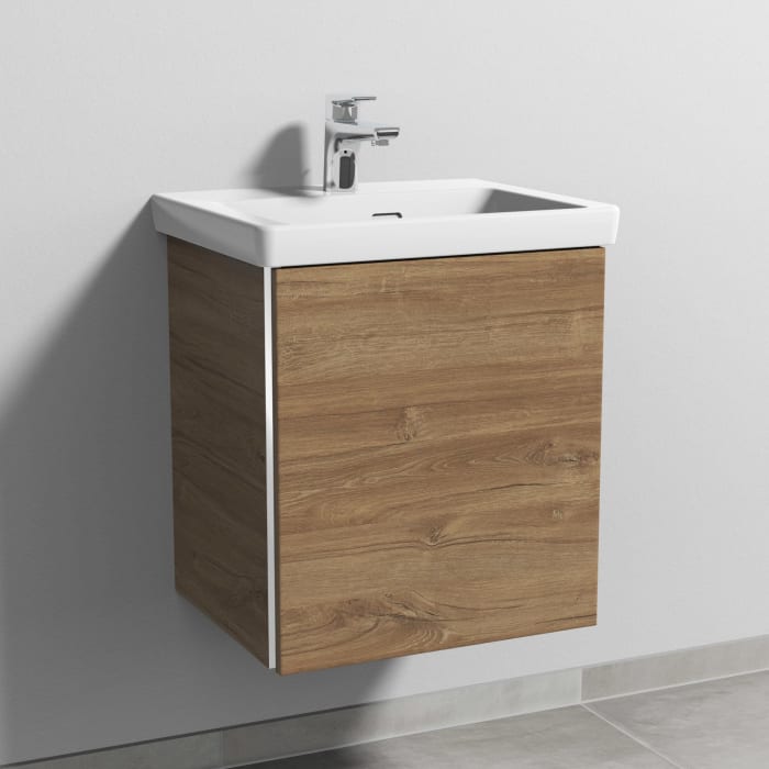 Sanipa 3way Waschtischunterbau für Keramik-Waschtisch Subway 3.0 50 cm, 1 Tür, Anschlag rechts, mit Griffleiste