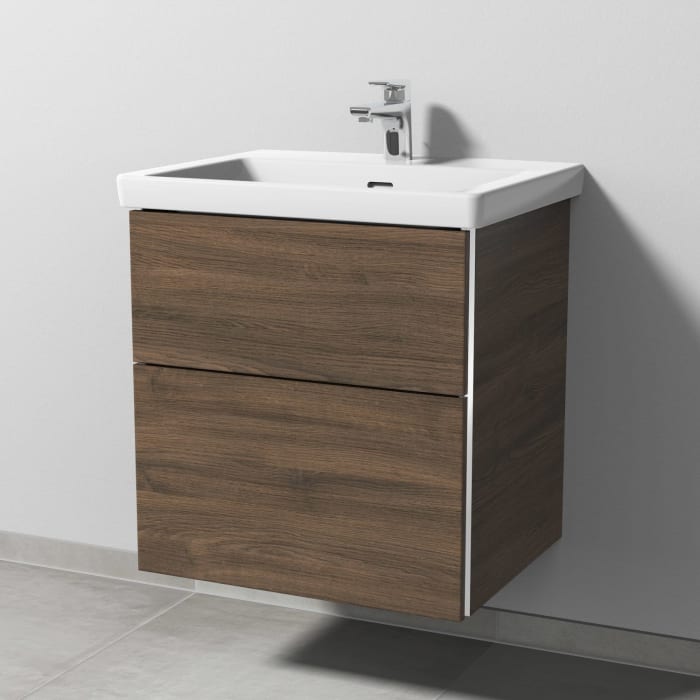 Sanipa 3way Waschtischunterbau für Keramik-Waschtisch Subway 3.0 60 cm, 2 Auszüge mit Griffleisten