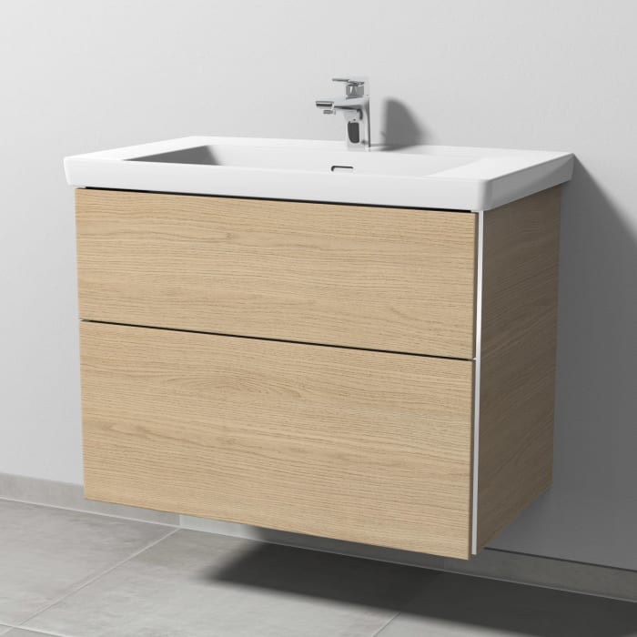 Sanipa 3way Waschtischunterbau für Keramik-Waschtisch Subway 3.0 80 cm, 2 Auszüge mit Griffleisten