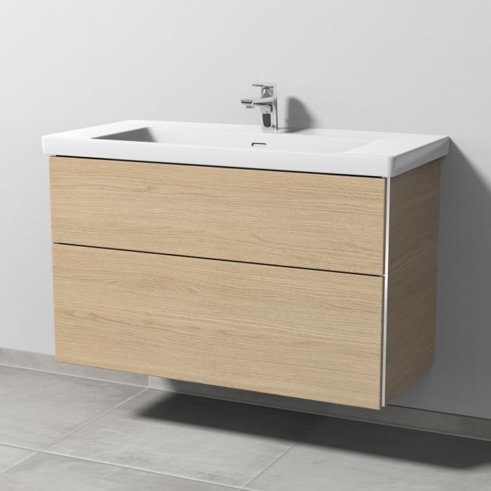 Sanipa 3way Waschtischunterbau für Keramik-Waschtisch Subway 3.0 100 cm, 2 Auszüge mit Griffleisten