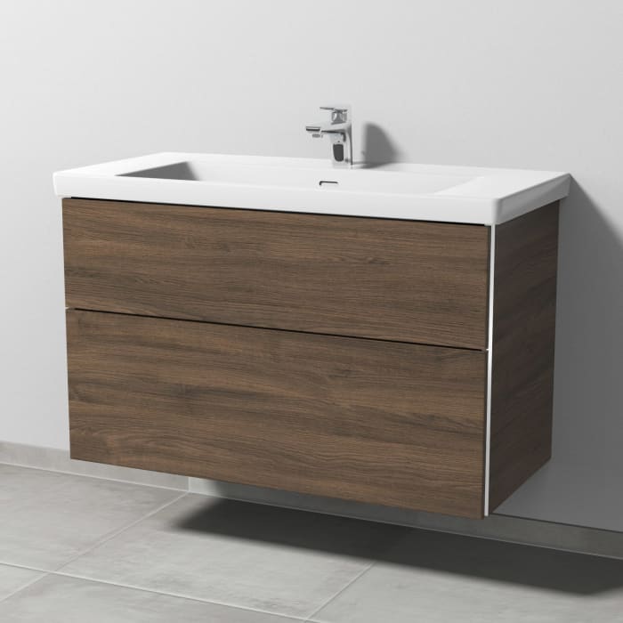 Sanipa 3way Waschtischunterbau für Keramik-Waschtisch Subway 3.0 100 cm, 2 Auszüge mit Griffleisten