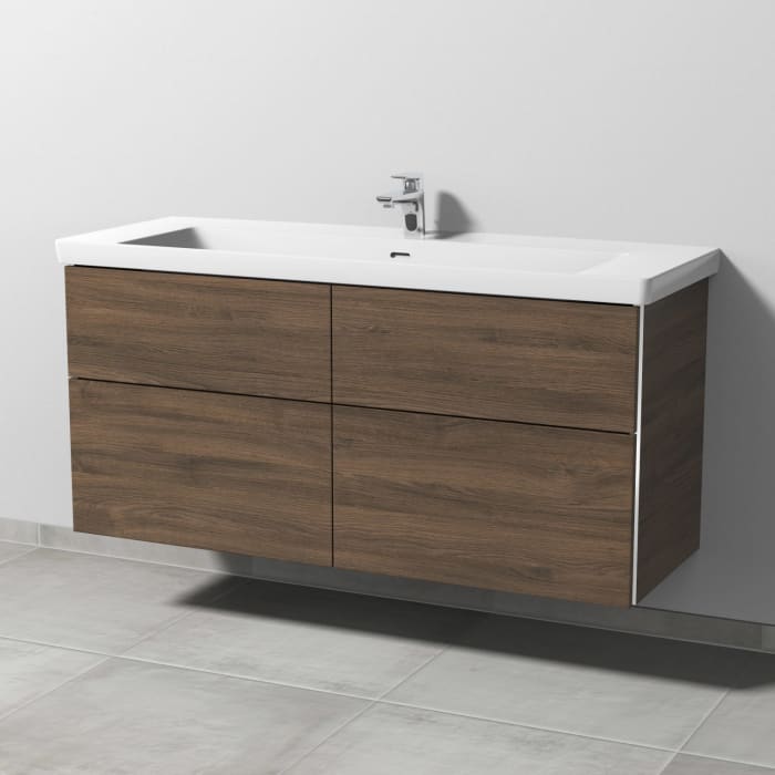 Sanipa 3way Waschtischunterbau für Keramik-Waschtisch Subway 3.0 130 cm, 4 Auszüge mit Griffleisten