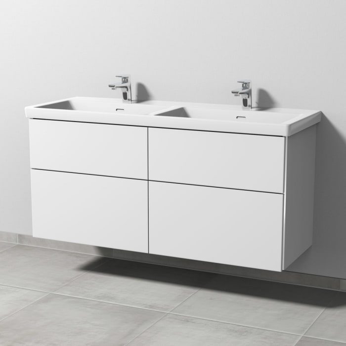 Sanipa 3way Waschtischunterbau für Keramik-Waschtisch Subway 3.0 130 cm für Doppelwaschtisch, 4 Auszüge mit Griffleisten