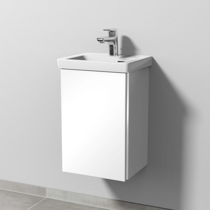 Sanipa 3way Waschtischunterbau für Keramik-Waschtisch Subway 3.0 37 cm, 1 Tür, Anschlag links, mit Griffleiste