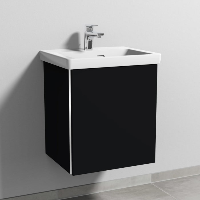 Sanipa 3way Waschtischunterbau für Keramik-Waschtisch Subway 3.0 50 cm, 1 Tür, Anschlag rechts, mit Griffleiste