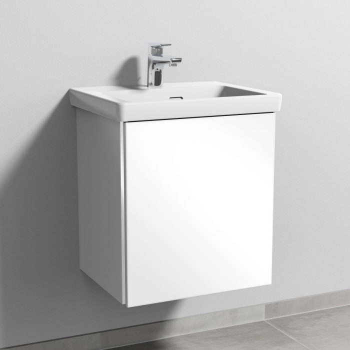 Sanipa 3way Waschtischunterbau für Keramik-Waschtisch Subway 3.0 50 cm, 1 Tür, Anschlag rechts, mit Griffleiste