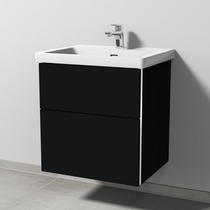 Sanipa 3way Waschtischunterbau für Keramik-Waschtisch Subway 3.0 60 cm, 2 Auszüge mit Griffleisten