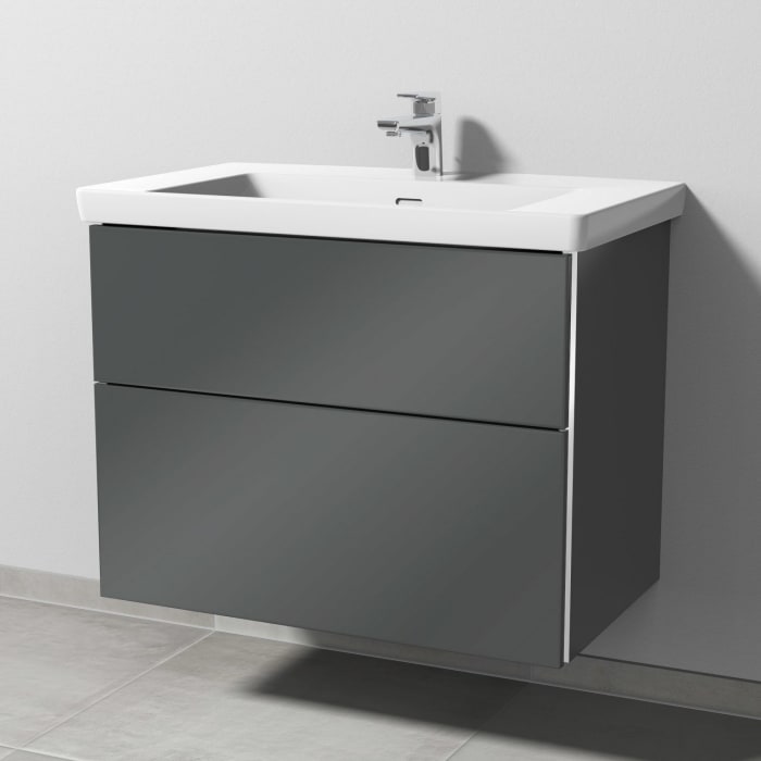 Sanipa 3way Waschtischunterbau für Keramik-Waschtisch Subway 3.0 80 cm, 2 Auszüge mit Griffleisten