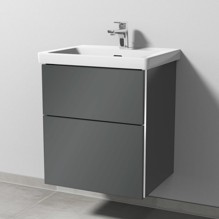 Sanipa 3way Waschtischunterbau für Keramik-Waschtisch Subway 3.0 55 cm, 2 Auszüge mit Griffleisten