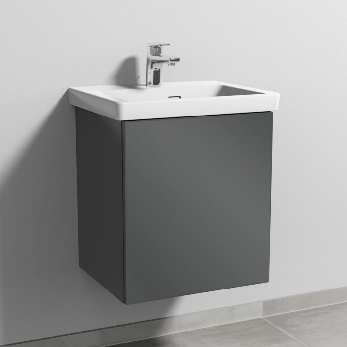 Sanipa 3way Waschtischunterbau für Keramik-Waschtisch Subway 3.0 50 cm, 1 Tür, Anschlag rechts, mit Push to open