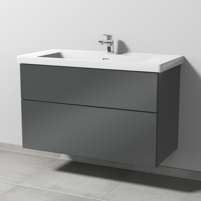 Sanipa 3way Waschtischunterbau für Keramik-Waschtisch Subway 3.0 100 cm, 2 Auszüge mit Push to open