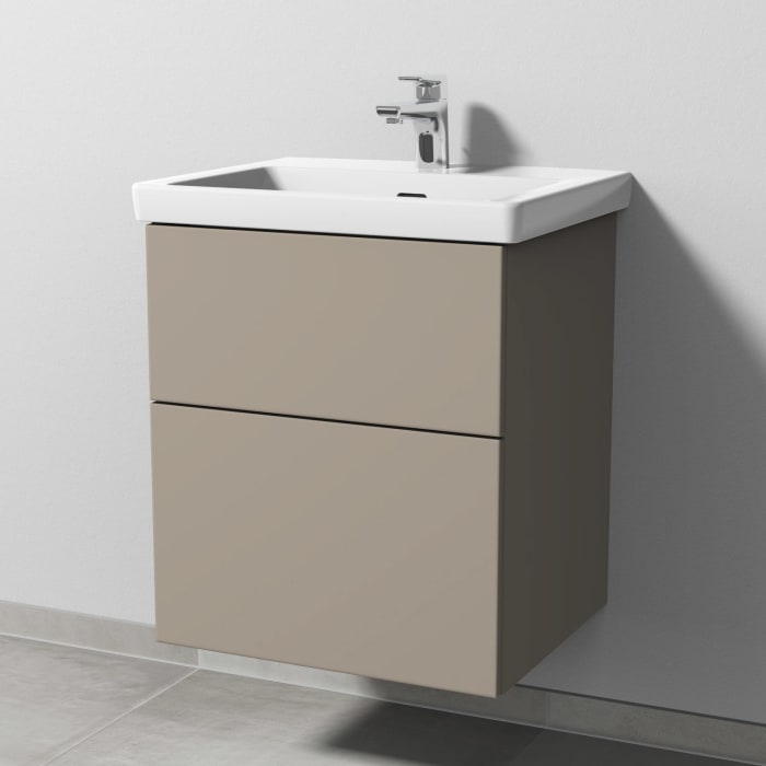 Sanipa 3way Waschtischunterbau für Keramik-Waschtisch Subway 3.0 55 cm, 2 Auszüge mit Push to open