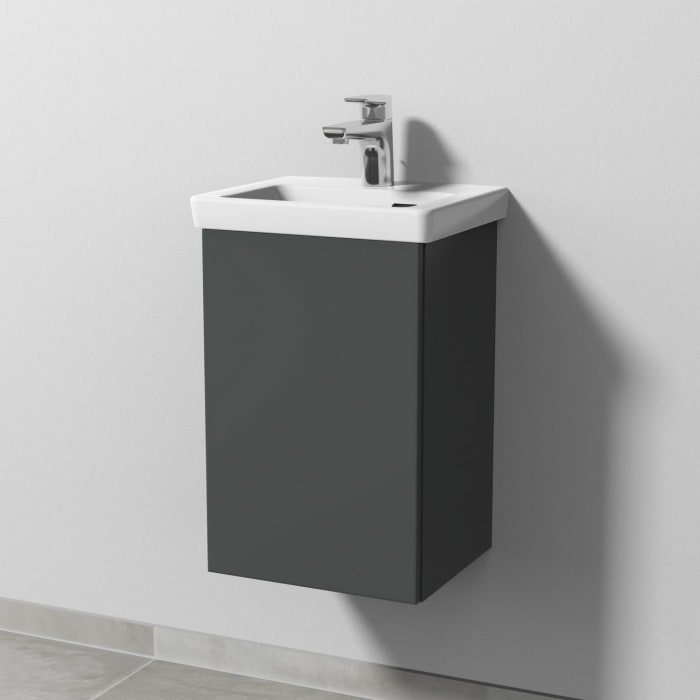 Sanipa 3way Waschtischunterbau für Keramik-Waschtisch Subway 3.0 37 cm, 1 Tür, Anschlag links, mit Push to open