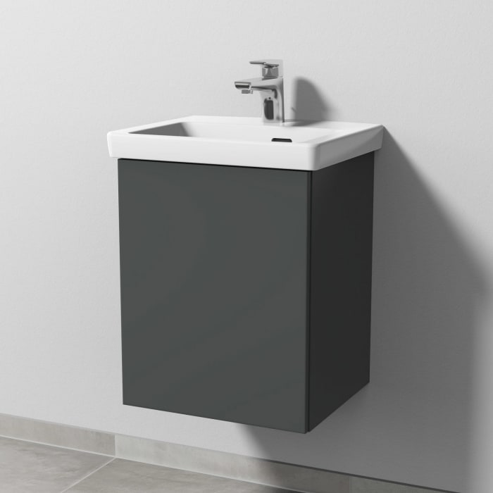 Sanipa 3way Waschtischunterbau für Keramik-Waschtisch Subway 3.0 45 cm, 1 Tür, Anschlag links, mit Push to open