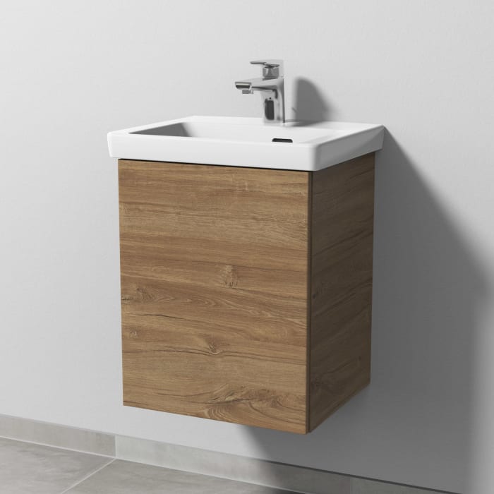 Sanipa 3way Waschtischunterbau für Keramik-Waschtisch Subway 3.0 45 cm, 1 Tür, Anschlag links, mit Push to open