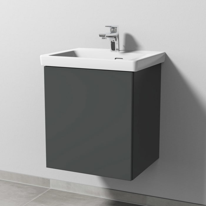 Sanipa 3way Waschtischunterbau für Keramik-Waschtisch Subway 3.0 50 cm, 1 Tür, Anschlag links, mit Push to open