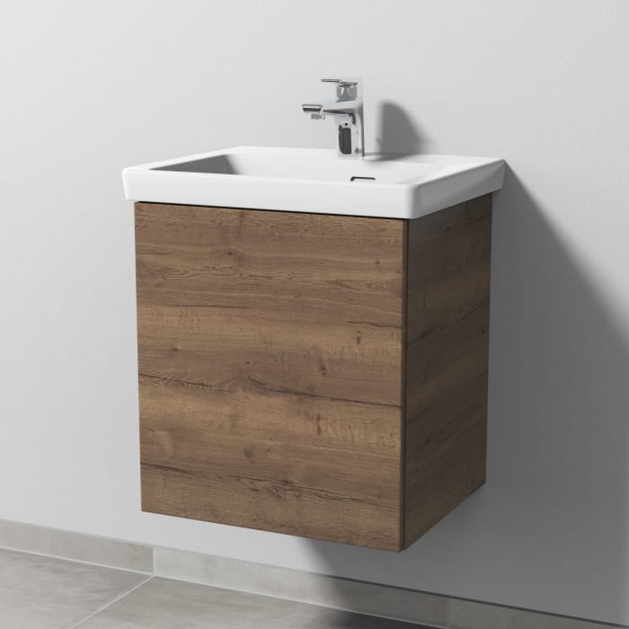 Sanipa 3way Waschtischunterbau für Keramik-Waschtisch Subway 3.0 50 cm, 1 Tür, Anschlag links, mit Push to open