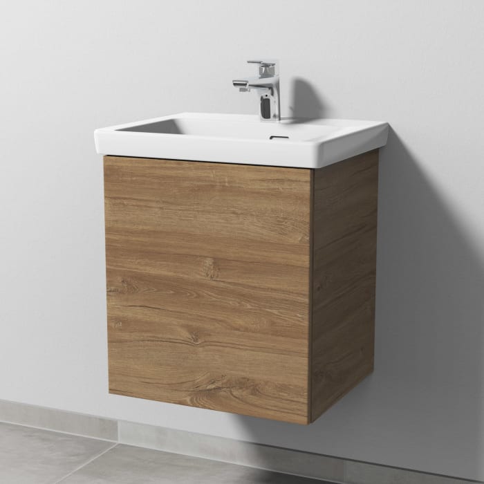 Sanipa 3way Waschtischunterbau für Keramik-Waschtisch Subway 3.0 50 cm, 1 Tür, Anschlag links, mit Push to open