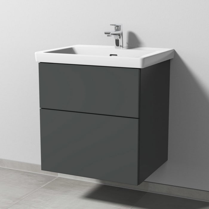 Sanipa 3way Waschtischunterbau für Keramik-Waschtisch Subway 3.0 60 cm, 2 Auszüge mit Push to open