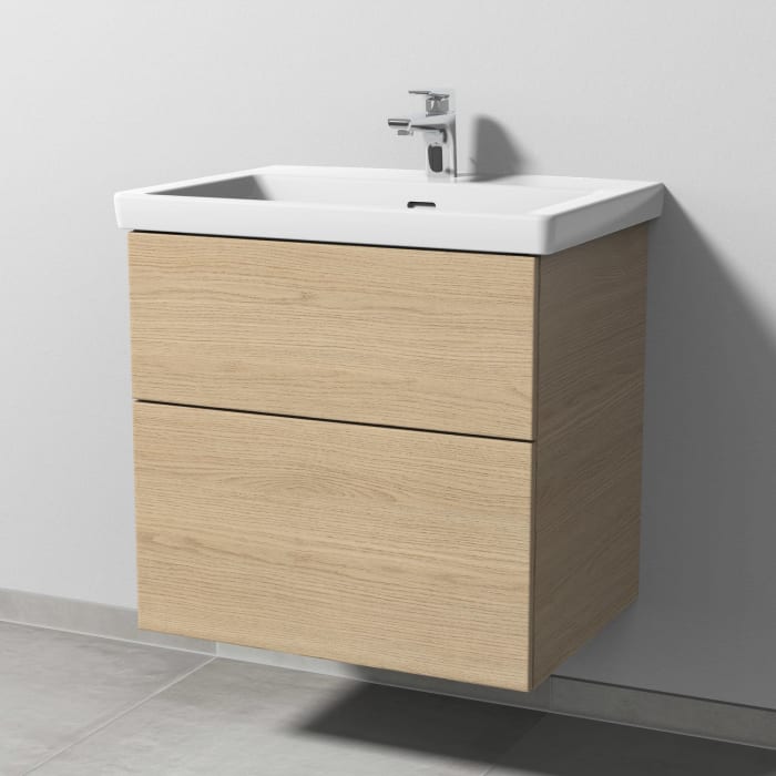 Sanipa 3way Waschtischunterbau für Keramik-Waschtisch Subway 3.0 65 cm, 2 Auszüge mit Push to open