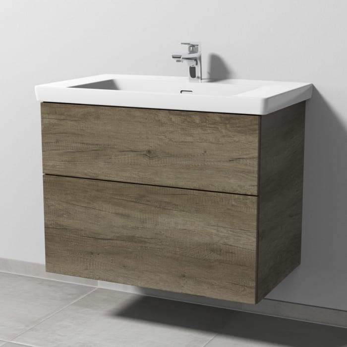 Sanipa 3way Waschtischunterbau für Keramik-Waschtisch Subway 3.0 80 cm, 2 Auszüge mit Push to open