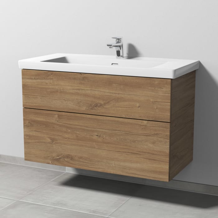 Sanipa 3way Waschtischunterbau für Keramik-Waschtisch Subway 3.0 100 cm, 2 Auszüge mit Push to open