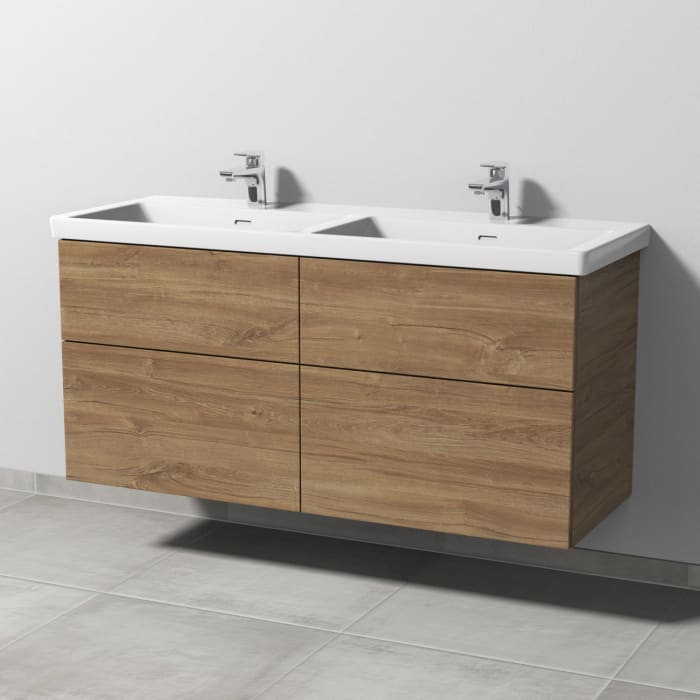 Sanipa 3way Waschtischunterbau für Keramik-Waschtisch Subway 3.0 130 cm für Doppelwaschtisch, 4 Auszüge mit Push to open