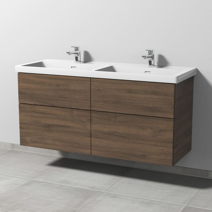 Sanipa 3way Waschtischunterbau für Keramik-Waschtisch Subway 3.0 130 cm für Doppelwaschtisch, 4 Auszüge mit Push to open