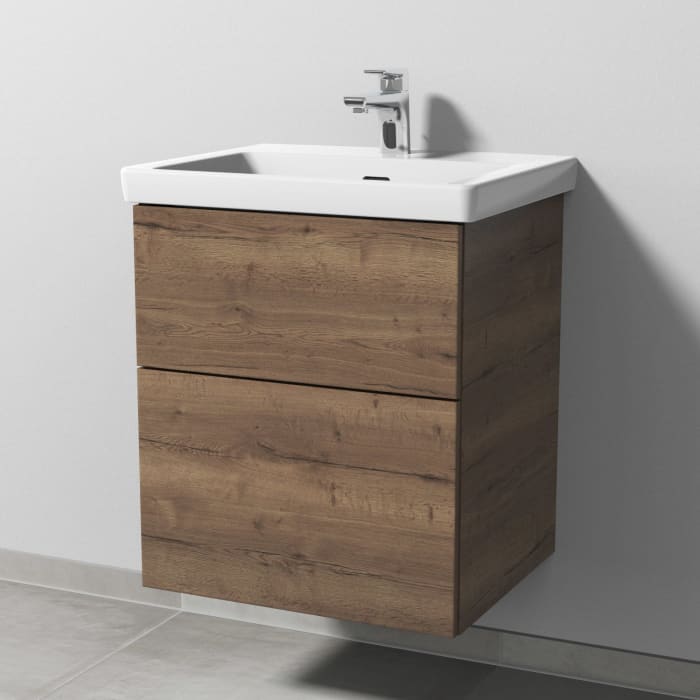 Sanipa 3way Waschtischunterbau für Keramik-Waschtisch Subway 3.0 55 cm, 2 Auszüge mit Push to open