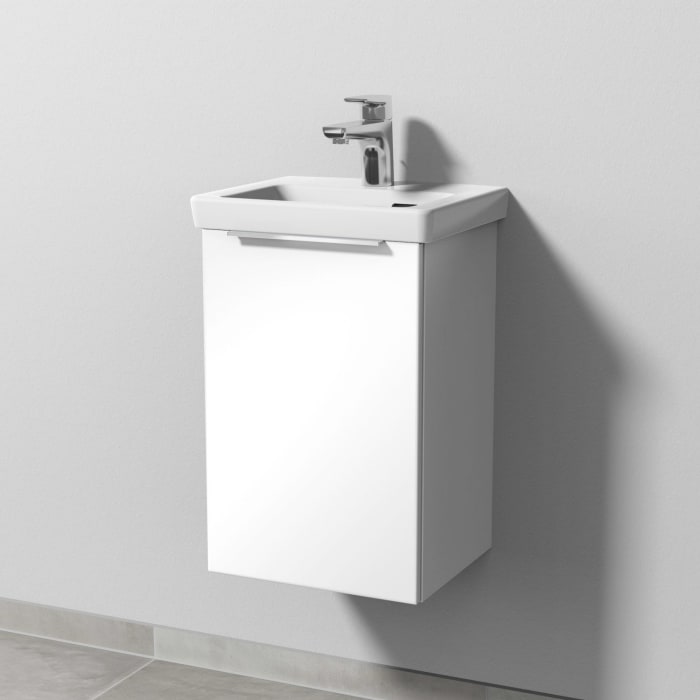 Sanipa 3way Waschtischunterbau für Keramik-Waschtisch Subway 3.0 37 cm, 1 Tür, Anschlag links, mit Aufsatzgriff