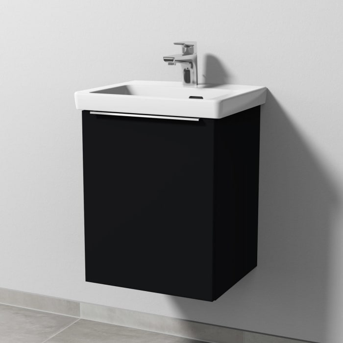 Sanipa 3way Waschtischunterbau für Keramik-Waschtisch Subway 3.0 45 cm, 1 Tür, Anschlag links, mit Aufsatzgriff