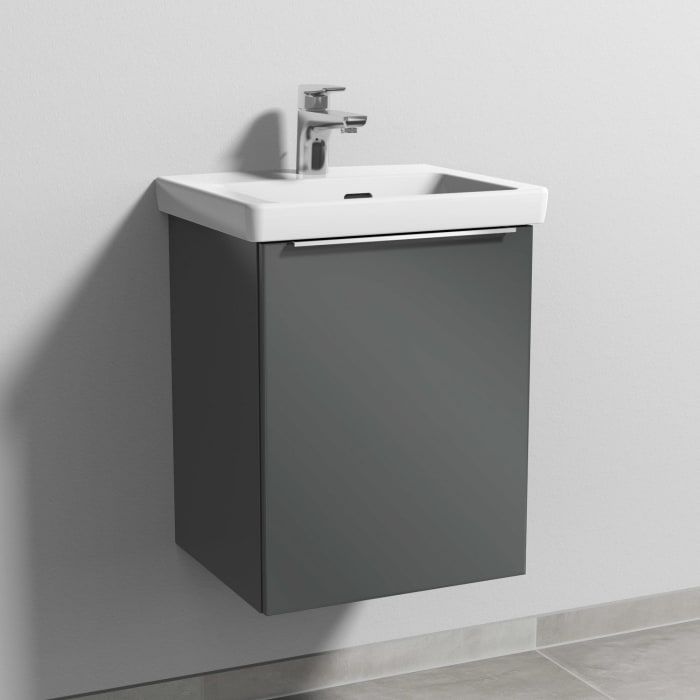 Sanipa 3way Waschtischunterbau für Keramik-Waschtisch Subway 3.0 45 cm, 1 Tür, Anschlag rechts, mit Aufsatzgriff