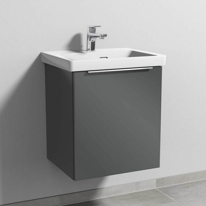 Sanipa 3way Waschtischunterbau für Keramik-Waschtisch Subway 3.0 50 cm, 1 Tür, Anschlag rechts, mit Aufsatzgriff