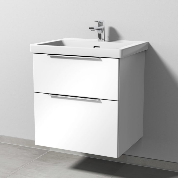 Sanipa 3way Waschtischunterbau für Keramik-Waschtisch Subway 3.0 60 cm, 2 Auszüge mit Aufsatzgriff