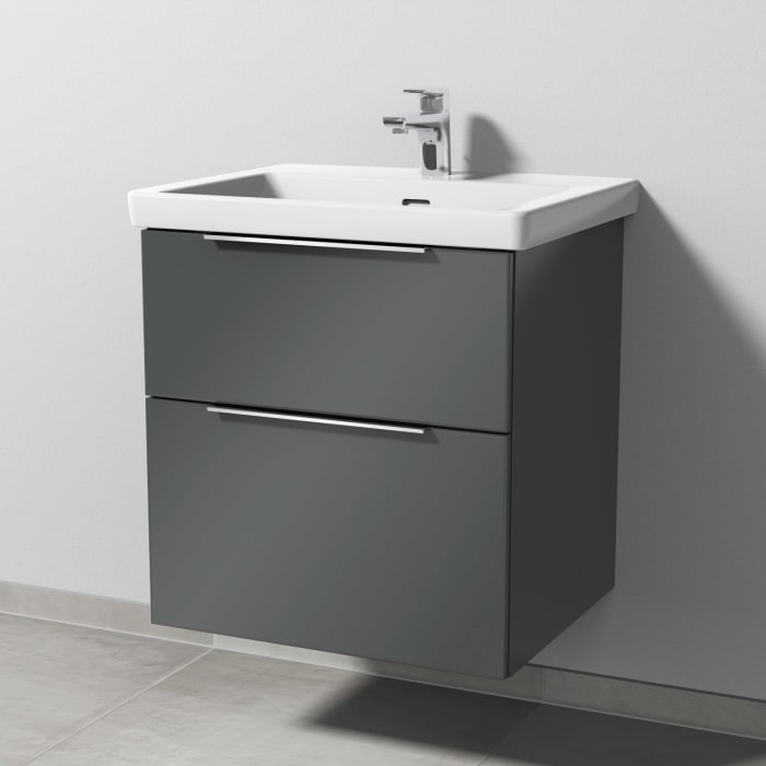 Sanipa 3way Waschtischunterbau für Keramik-Waschtisch Subway 3.0 60 cm, 2 Auszüge mit Aufsatzgriff