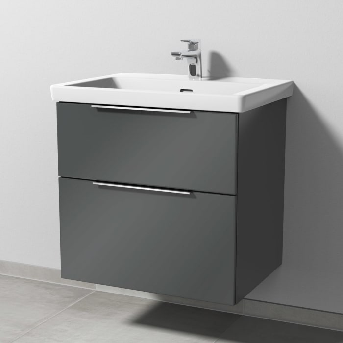 Sanipa 3way Waschtischunterbau für Keramik-Waschtisch Subway 3.0 65 cm, 2 Auszüge mit Aufsatzgriff