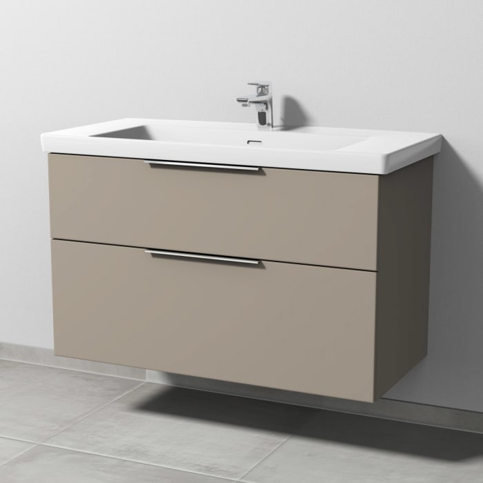 Sanipa 3way Waschtischunterbau für Keramik-Waschtisch Subway 3.0 100 cm, 2 Auszüge mit Aufsatzgriff