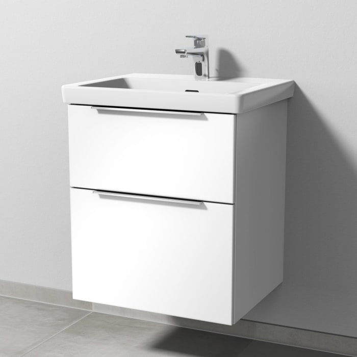 Sanipa 3way Waschtischunterbau für Keramik-Waschtisch Subway 3.0 55 cm, 2 Auszüge mit Aufsatzgriff