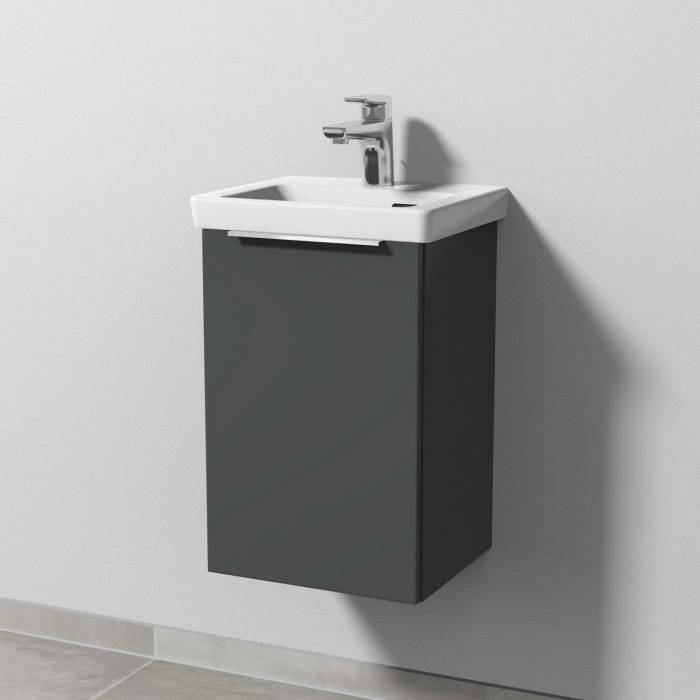 Sanipa 3way Waschtischunterbau für Keramik-Waschtisch Subway 3.0 37 cm, 1 Tür, Anschlag links, mit Aufsatzgriff