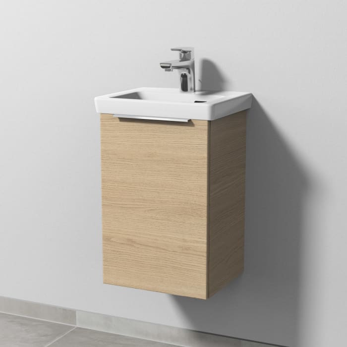 Sanipa 3way Waschtischunterbau für Keramik-Waschtisch Subway 3.0 37 cm, 1 Tür, Anschlag links, mit Aufsatzgriff