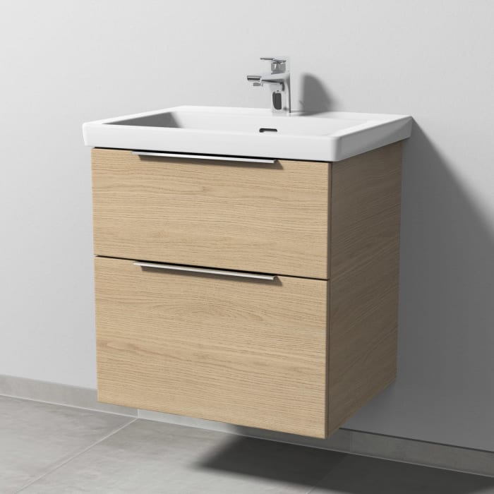 Sanipa 3way Waschtischunterbau für Keramik-Waschtisch Subway 3.0 60 cm, 2 Auszüge mit Aufsatzgriff