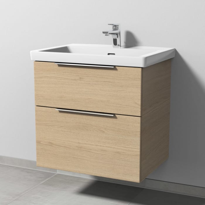 Sanipa 3way Waschtischunterbau für Keramik-Waschtisch Subway 3.0 65 cm, 2 Auszüge mit Aufsatzgriff