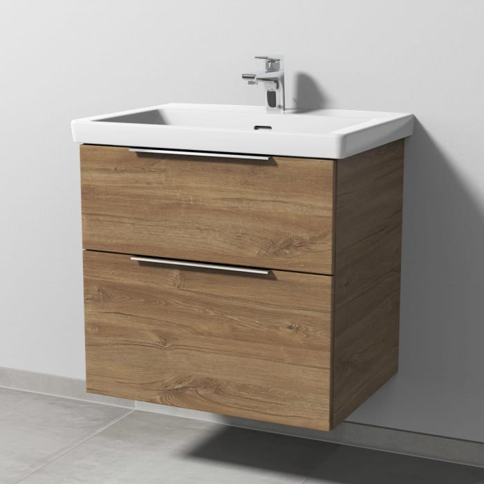 Sanipa 3way Waschtischunterbau für Keramik-Waschtisch Subway 3.0 65 cm, 2 Auszüge mit Aufsatzgriff