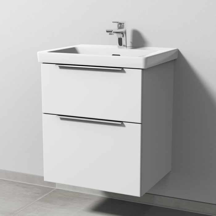 Sanipa 3way Waschtischunterbau für Keramik-Waschtisch Subway 3.0 55 cm, 2 Auszüge mit Aufsatzgriff