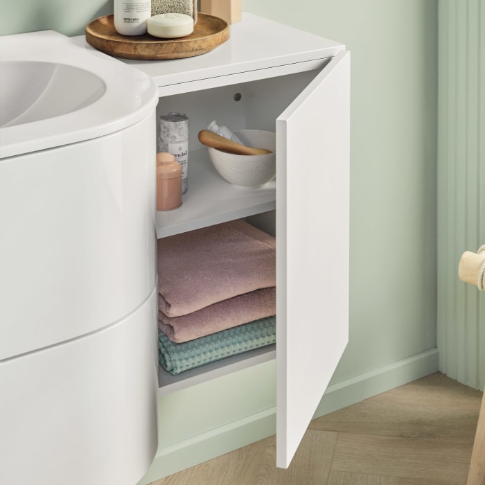 Sanipa 4balance Anbauschrank 40 cm, 1 Tür mit Griff schwarz matt, Anschlag rechts