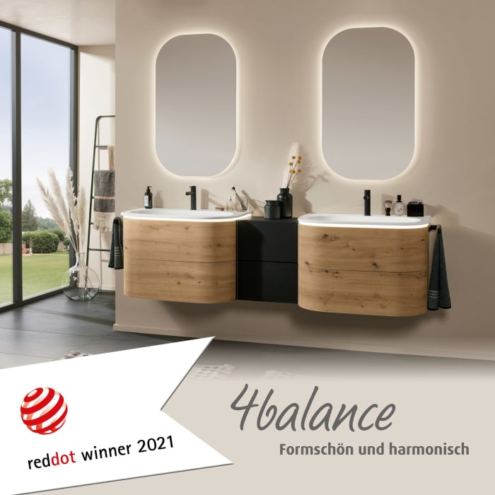 Sanipa 4balance Anbauschrank 40 cm, 1 Auszug Push to open, 1 offenes Fach