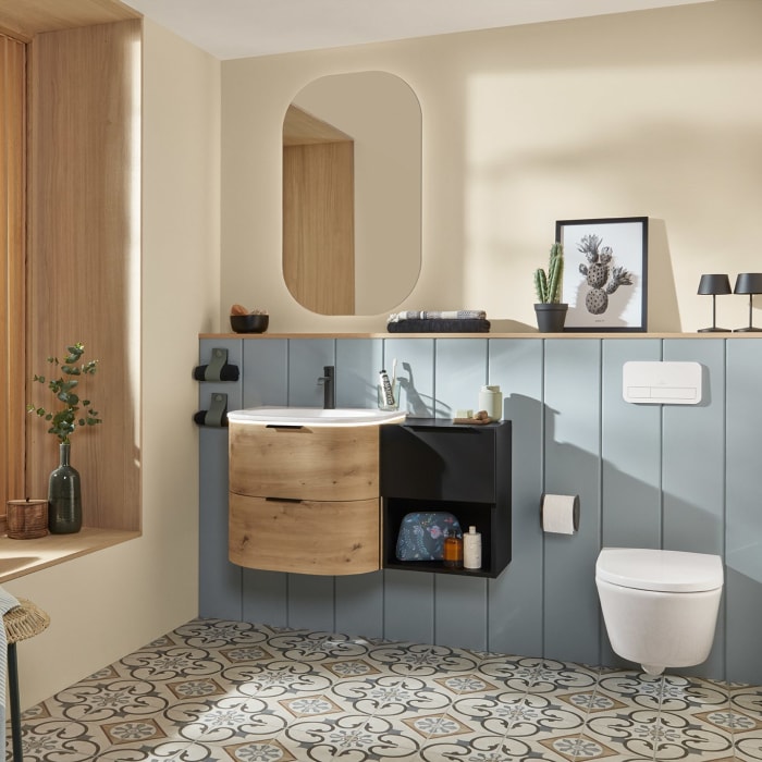 Sanipa 4balance Anbauschrank 40 cm, 1 Auszug mit Griff, 1 offenes Fach