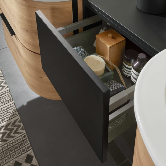 Sanipa 4balance Anbauschrank 40 cm, 1 Auszug Push to open, 1 offenes Fach